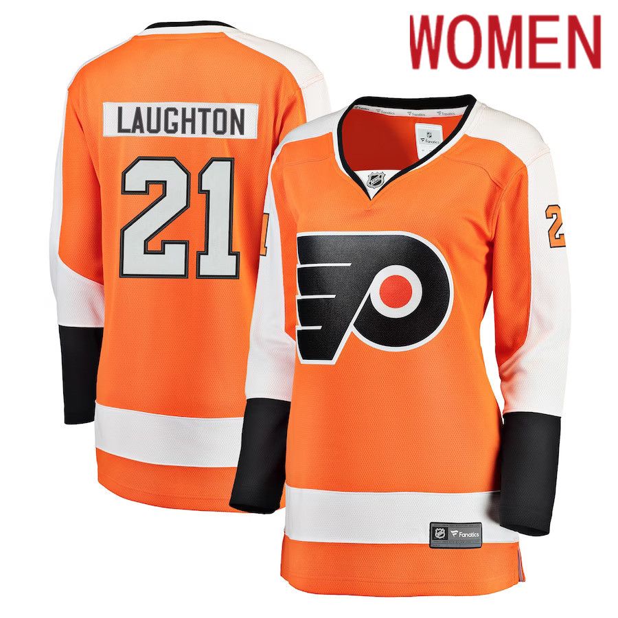 Women Philadelphia Flyers #21 Scott Laughton Fanatics Branded Orange Breakaway Player NHL Jersey